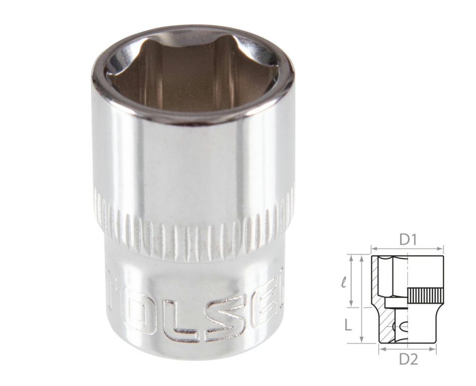 Головка торцевая стандартная шестигранная 3/8", 13 мм TOLSEN TT16313